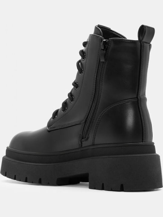 Suede Women's Ankle Boots with Medium Heel Black
