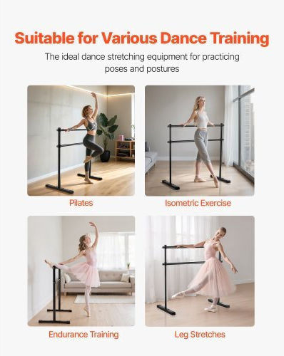 Vevor Ballet Barre Freestanding Portable Fitness Dance Bar Height Adjustable
