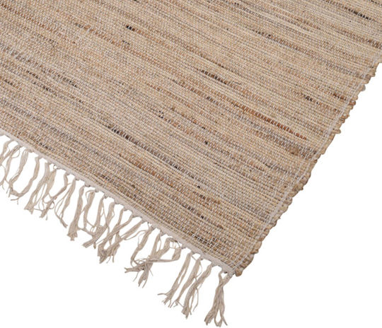 Zaros Teppich Rechteckig Baumwolle mit Fransen Beige