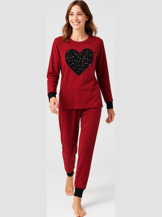 Cherry Winter Damen Pyjama-Set Red