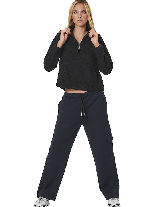 Long Women's Sweatshirt Jacket Black