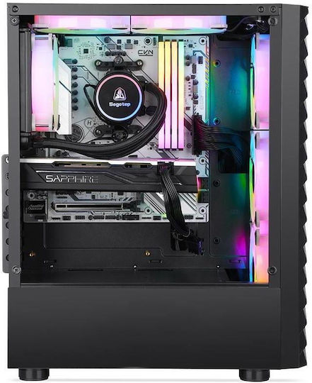 Segotep Nova V1 Геймърско бюро Midi Tower Компютърна кутия със страничен прозорец и ARGB осветление Черен