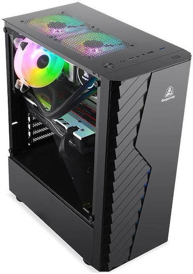 Segotep Nova V1 Геймърско бюро Midi Tower Компютърна кутия със страничен прозорец и ARGB осветление Черен