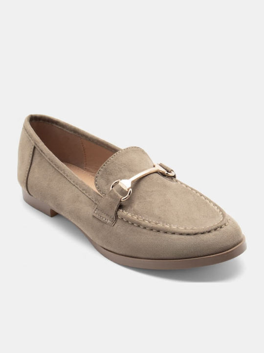 Leather Women's Moccasins in Green Color