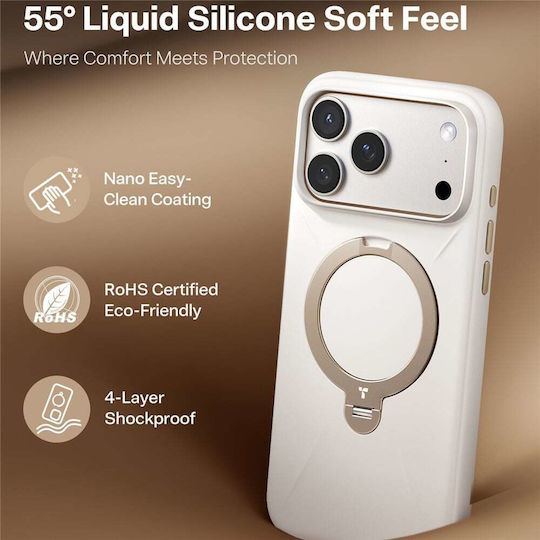 Torras Ostand Q3 Silicone Back Cover White (iPhone 18 / 17 Pro Max)