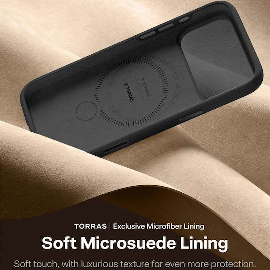 Torras Ostand Q3 Silikon Umschlag Rückseite Schwarz iPhone 18 Pro / 17 Pro