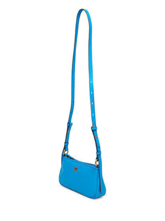 Half Moon Baguette Leder Damentasche Umhängetasche Blau