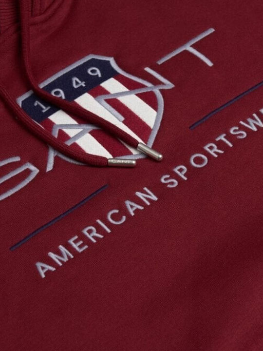 Archive Shield Sweatshirt with Hood Burgundy