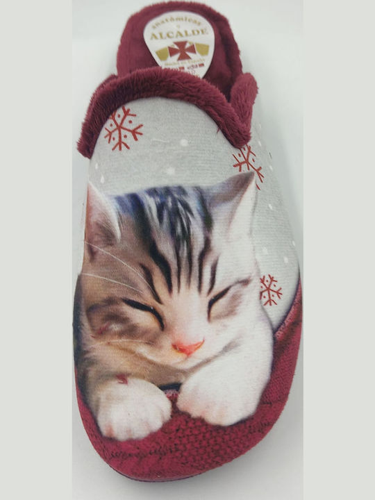 Дамски Чехли Животни Бордо
