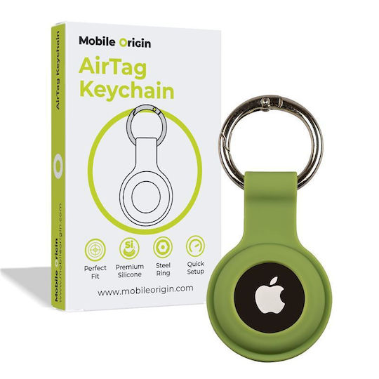 Mobile Origin Keychain Cazul Keychain Silicon pentru AirTag în culoarea Verde