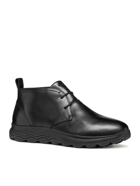 U Spherica B Leather Black Men's Boots