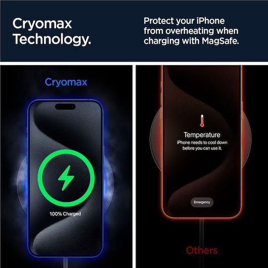Spigen OneTap Pro 3 CryoMax Поставка за Мобилен Телефон за Кола с магнит и Безжично Зареждане MagSafe Черна