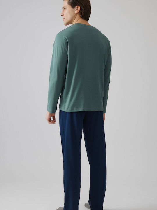 Minerva Winter Men's Cotton Pyjamas Green Balsam