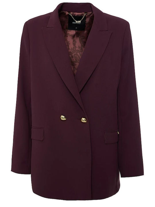 BSB Women's Double Breasted Blazer Burgundy