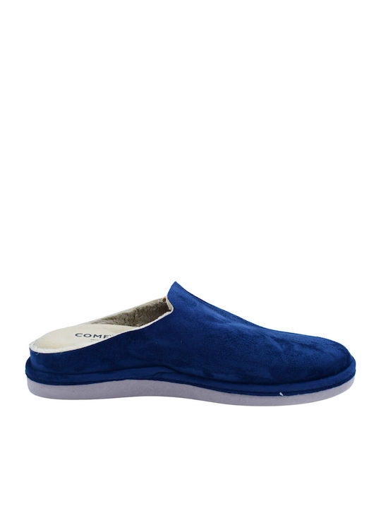 Men's Slippers with Fur Blue