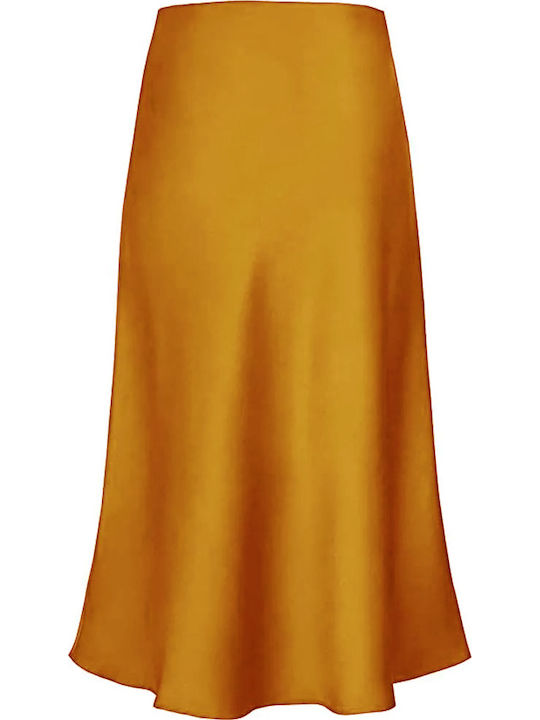 Satin Maxi Skirt Mustard