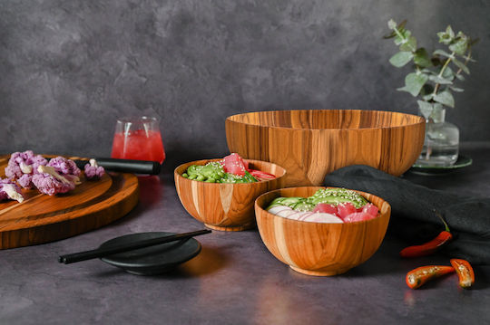 Teak Wonder Salatschüssel Hölzernes Braun 35x35x15cm 1Stück