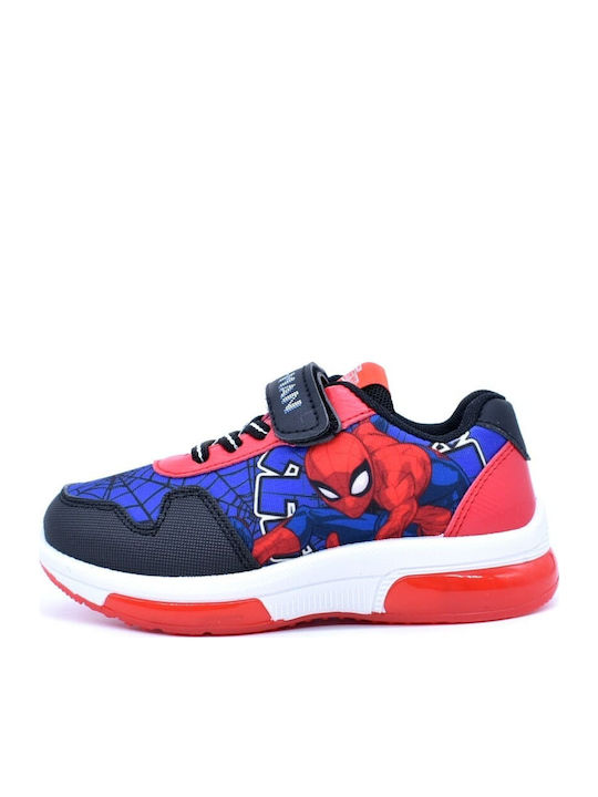 Spiderman Kids Anatomic Sneakers with Hoop & Loop Closure and Blue Lights