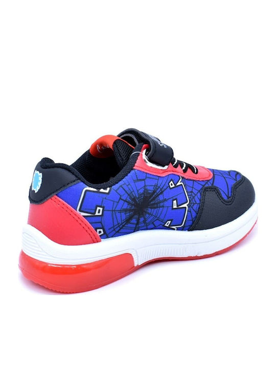 Spiderman Kids Anatomic Sneakers with Hoop & Loop Closure and Blue Lights