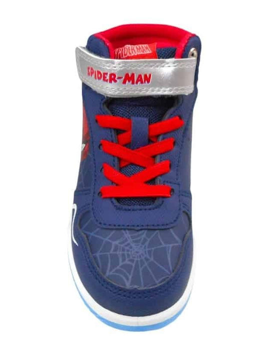 Spiderman Kids Sneakers High with Lights Blue