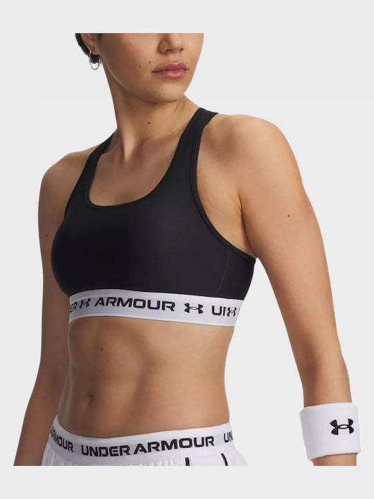Under Armour Crossback Mid Γυναικείο Αθλητικό Μπουστάκι Μαυρο - Λευκο