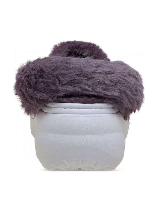 Crocs Saboti Classic Platform Pentru Femei Cu Blană Violet