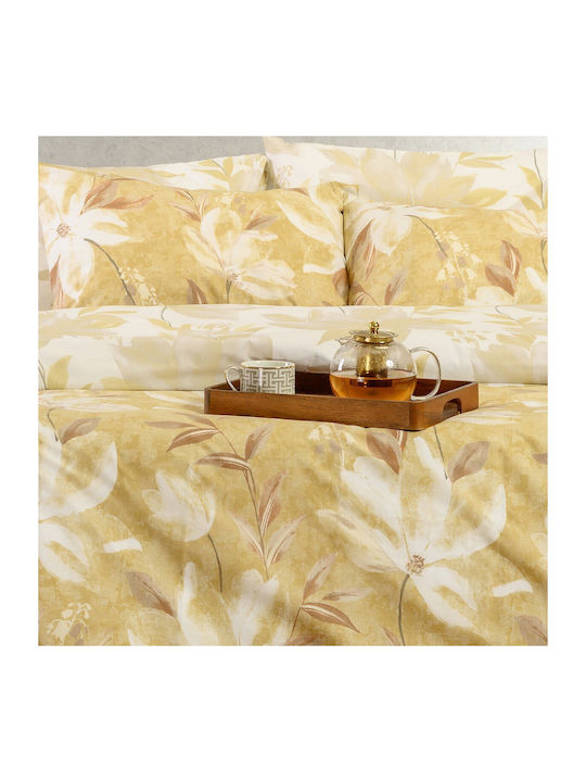 Melinen Set Cearșafuri Dublu cu Elastic 150x200+32cm. Giulia Ochre 4buc