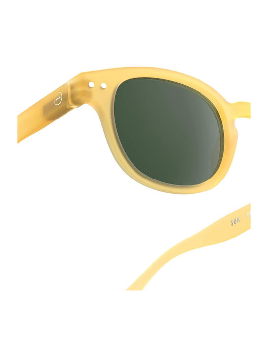 Izipizi Unisex Sunglasses with Yellow Plastic Frame and Green Lens
