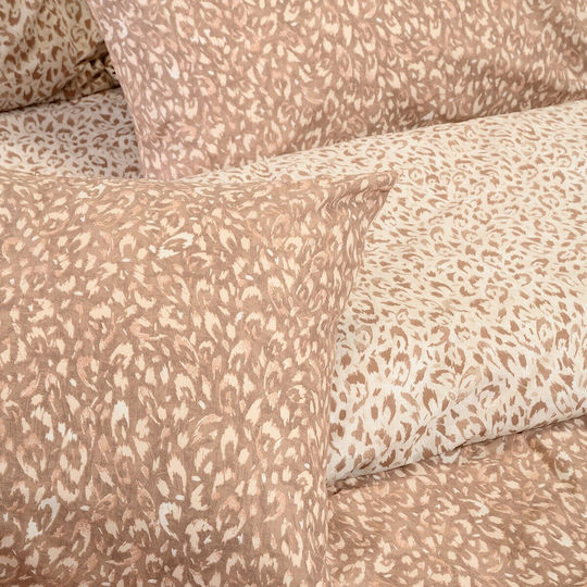 Melinen Sheet Sets Double 205x270cm. Leo Mocca 4pcs