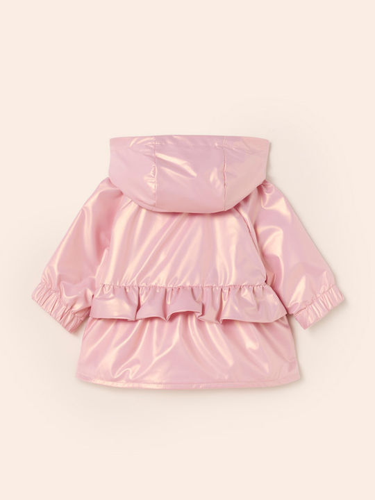 Kinder Freizeitjacke Kurz Winddicht Beidseitig mit Kapuze Rosa