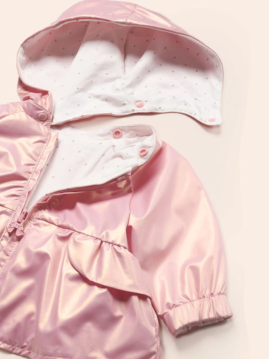Kinder Freizeitjacke Kurz Winddicht Beidseitig mit Kapuze Rosa