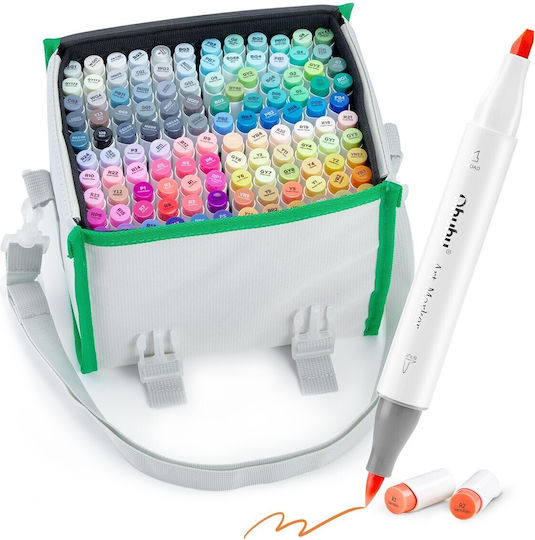 Ohuhu Honolulu Brush & Chisel 120 Alcohol Drawing Markers Basic Colors