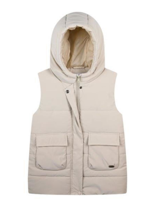 Kids' Quilted Jacket Sleeveless with Hood Vanilla