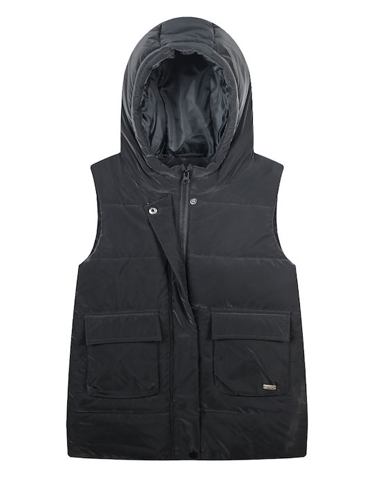 Kids' Quilted Jacket Sleeveless with Hood Vanilla