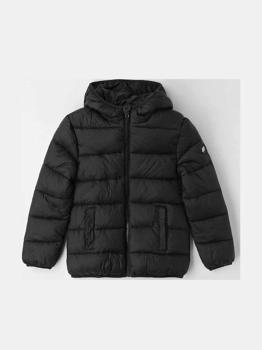 Kids' Quilted Jacket Short with Hood Black