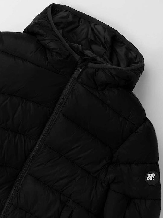 Kids' Quilted Jacket Short with Hood Black
