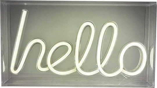 Decorative Sign I-total Acrylic Plastic 23x13cm Neon Led Light Hello Xl2763