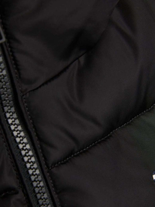 Kids' Quilted Jacket Short with Hood Black