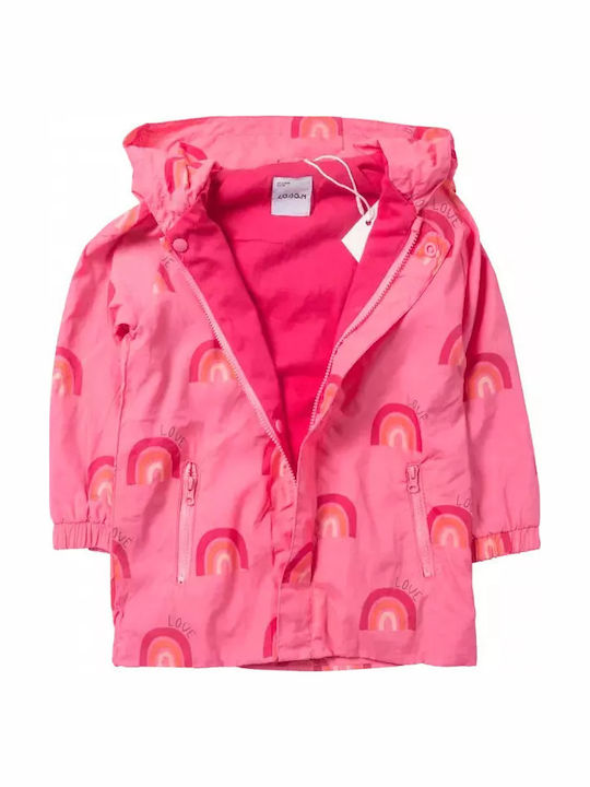 Kids Casual Short Coat with Hood Pink