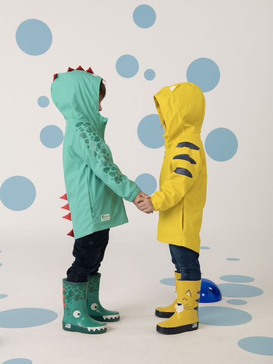 Waterproof Kids' Trench Coat with Lining & Hood Yellow