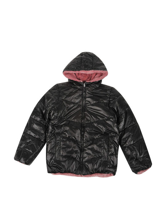 Kids Casual Short Double Sided Coat with Hood Gold