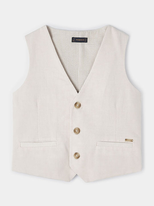 Kids Vest Cotton Beige