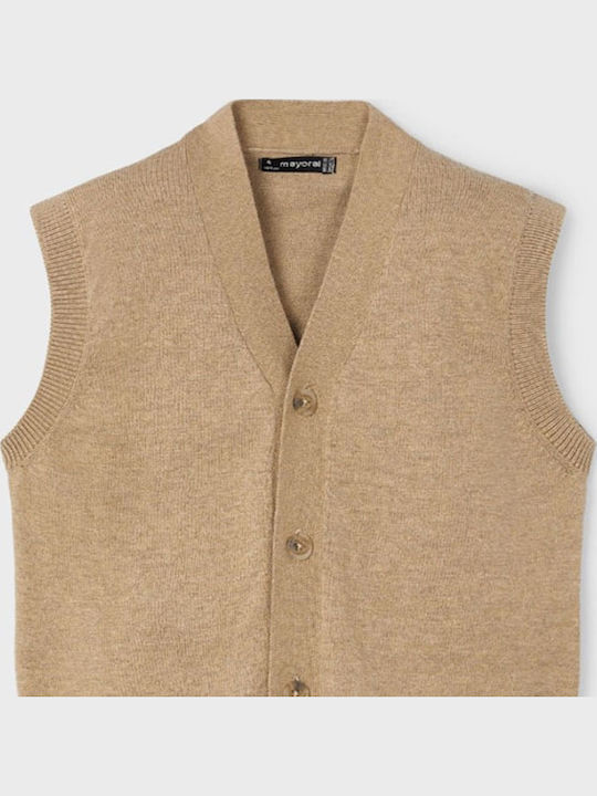 Kids Vest Cotton Dark Beige