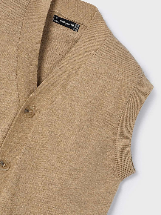 Kids Vest Cotton Dark Beige