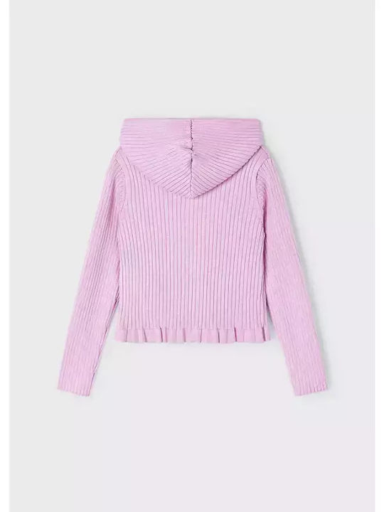 Kinderstrickjacke Gestrickt mit Kapuze Lila