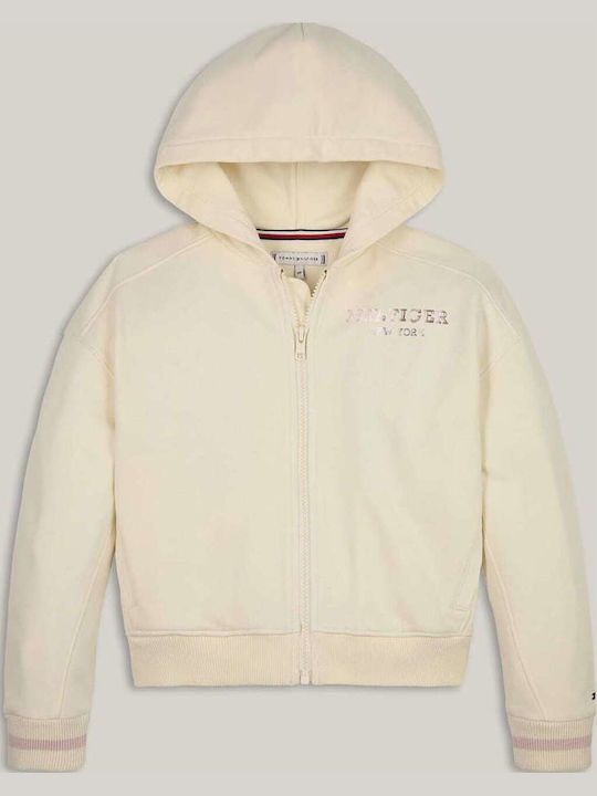 Kids Cardigan with Hood Ecru
