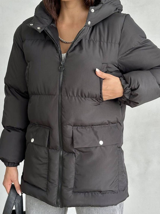 Damen Puffer Jacke für Winter Black