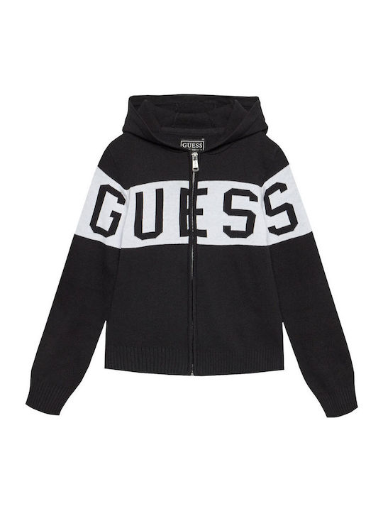 Kids Cardigan Knitted with Hood Black