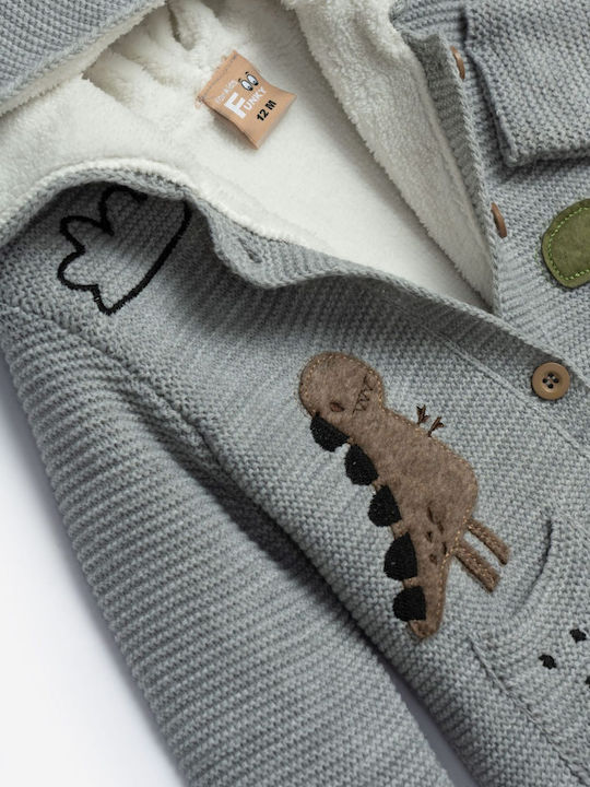 Kids Cardigan Knitted with Hood Gray