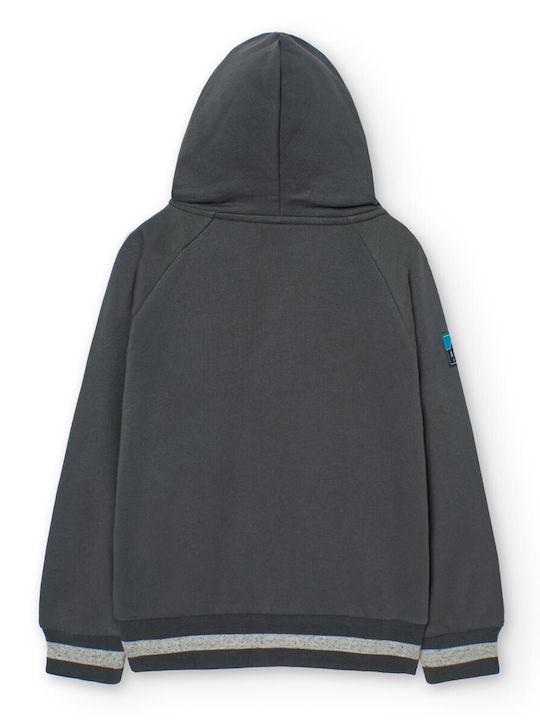 Kids Sweatshirt Cardigan Fleece with Hood Dark Grey